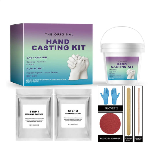 DIY 3D Couples Hand Casting Kit | Hands Mold Souvenir Sculpture Craft Kit with Gloves